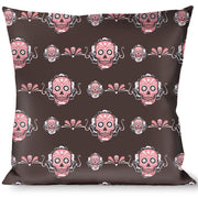 Buckle-Down Throw Pillow - Sugar Skulls Gray/Pink Throw Pillows Buckle-Down   