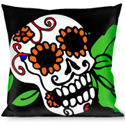 Buckle-Down Throw Pillow - Sugar Skull w/Roses & Heart Throw Pillows Buckle-Down   