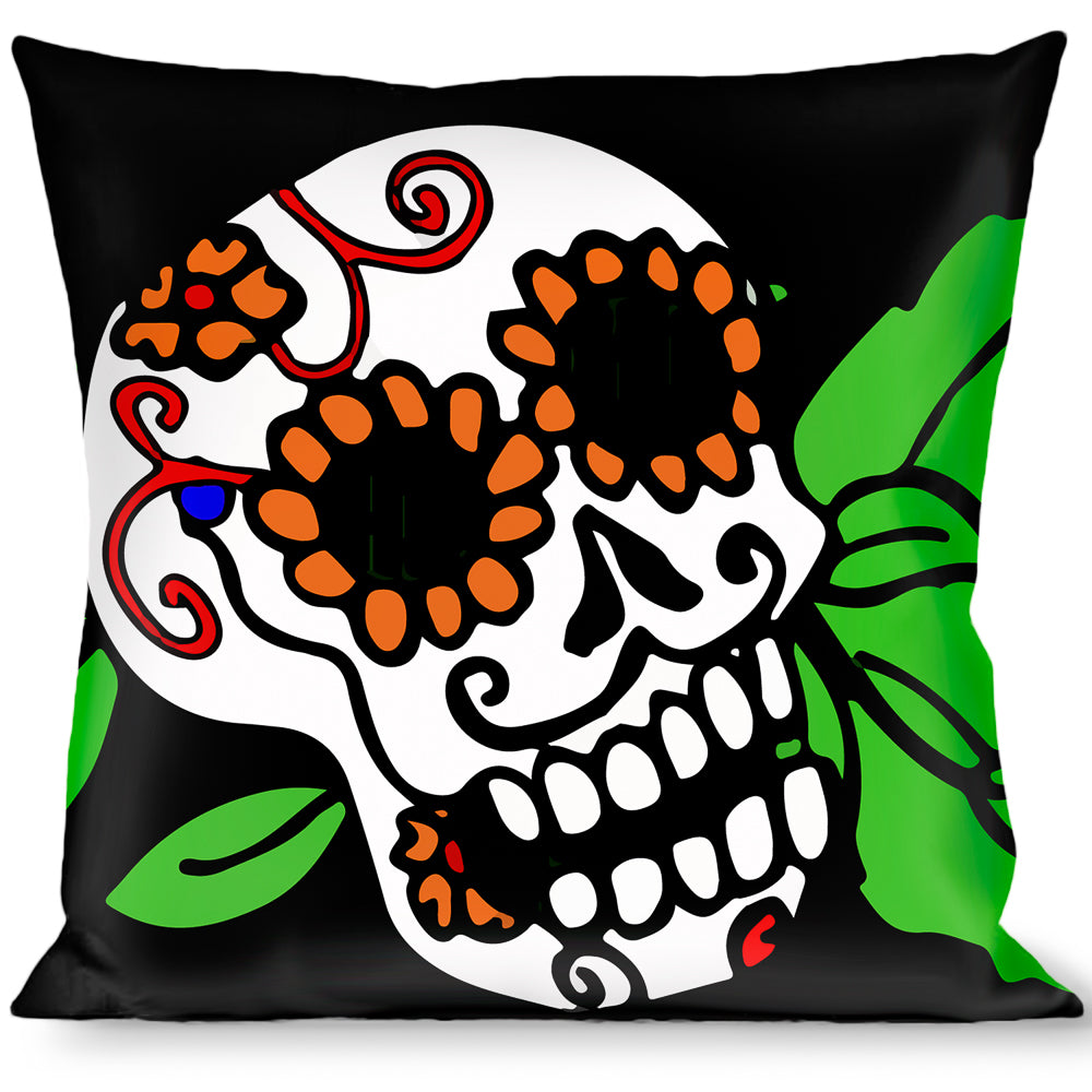Buckle-Down Throw Pillow - Sugar Skull w/Roses & Heart Throw Pillows Buckle-Down   