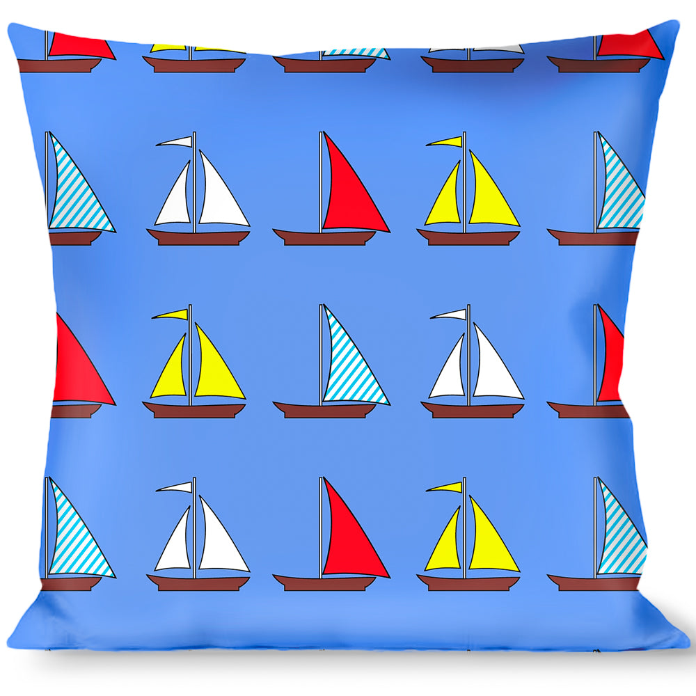 Buckle-Down Throw Pillow - Sailboats Blue Throw Pillows Buckle-Down   