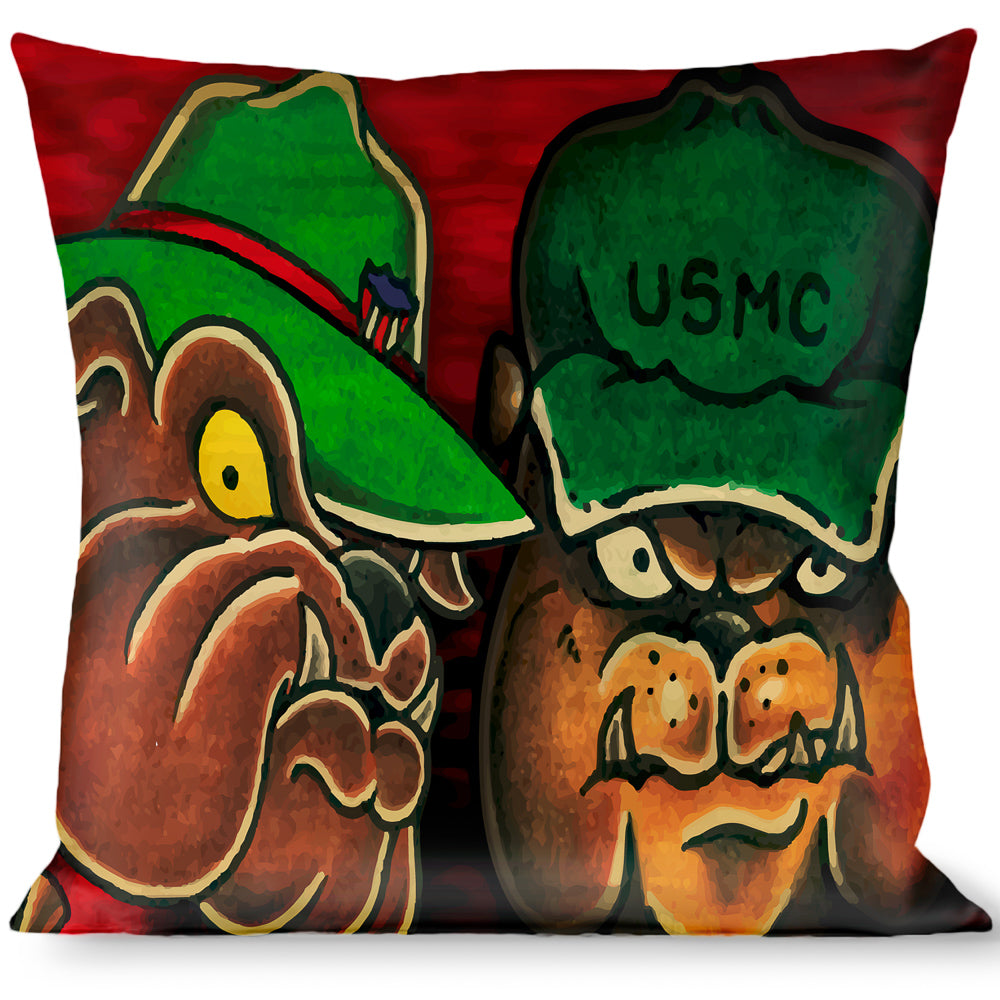Buckle-Down Throw Pillow - TJ-Bulldog USMC Throw Pillows Tattoo Johnny