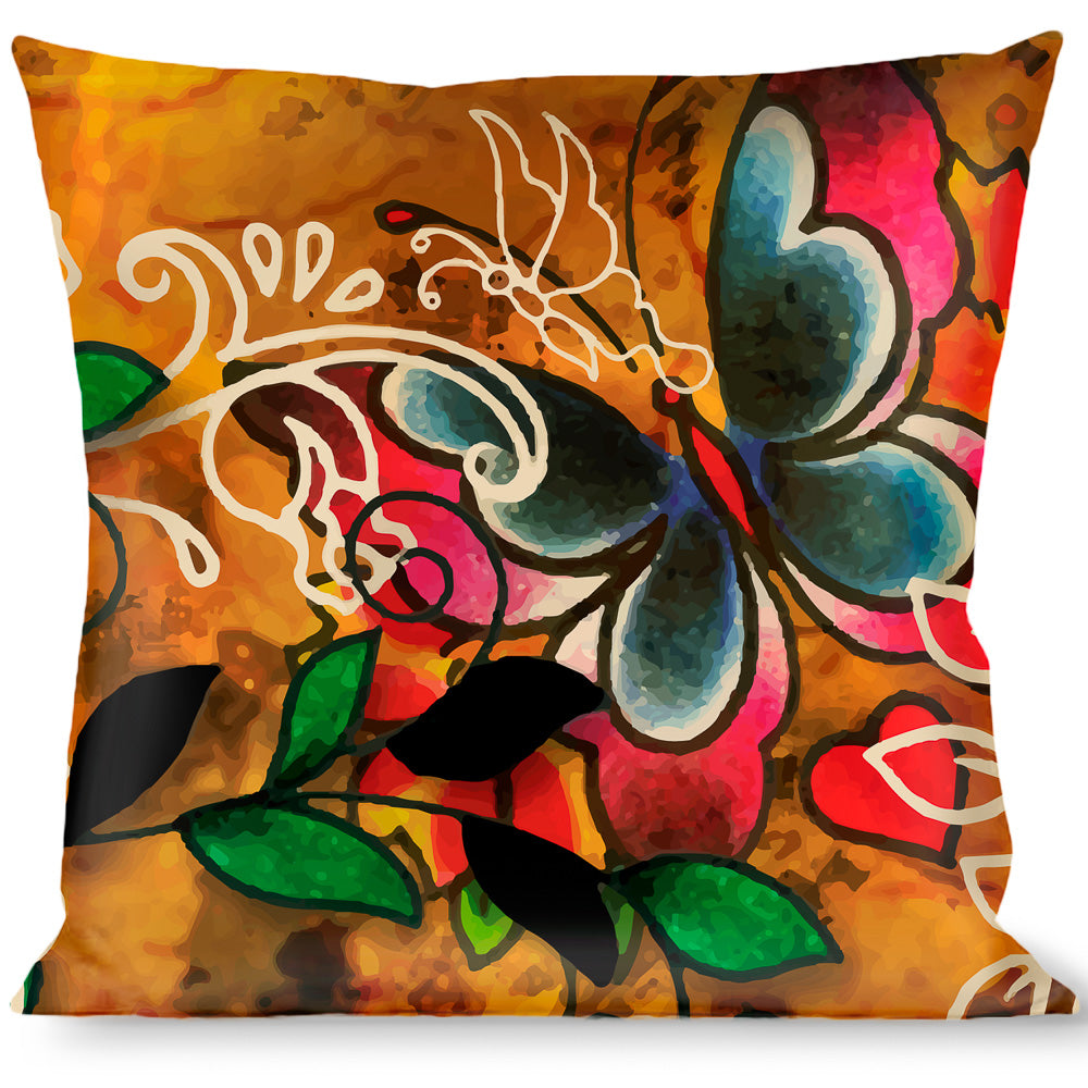 Buckle-Down Throw Pillow - TJ-Butterflies Throw Pillows Tattoo Johnny
