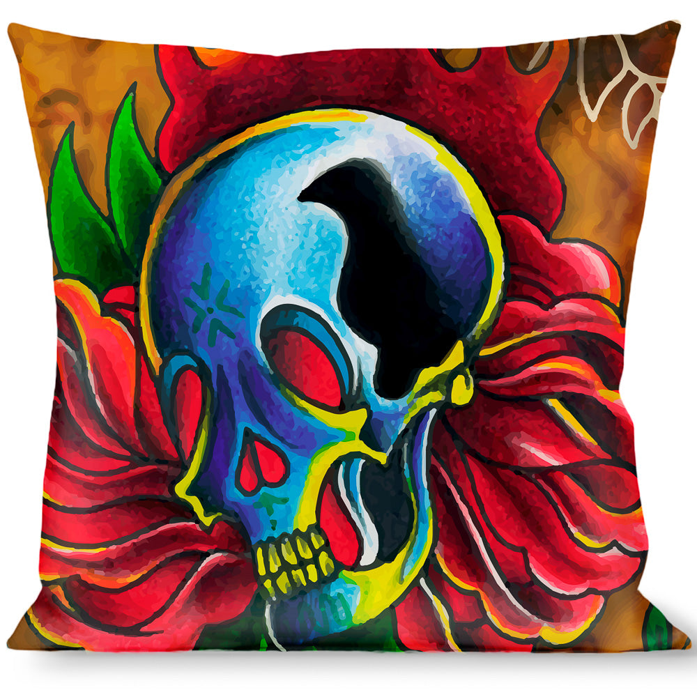 Buckle-Down Throw Pillow - TJ-Candles & Skulls Throw Pillows Tattoo Johnny