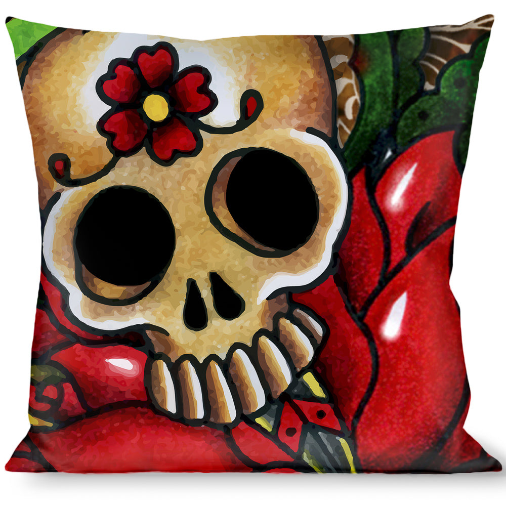Buckle-Down Throw Pillow - TJ-Dagger Throw Pillows Tattoo Johnny