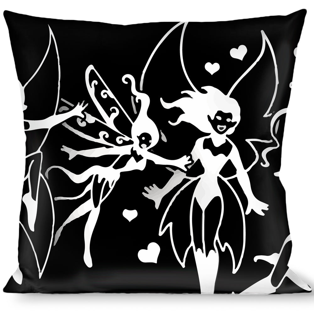 Buckle-Down Throw Pillow - TJ-Fairies Black/White Throw Pillows Tattoo Johnny