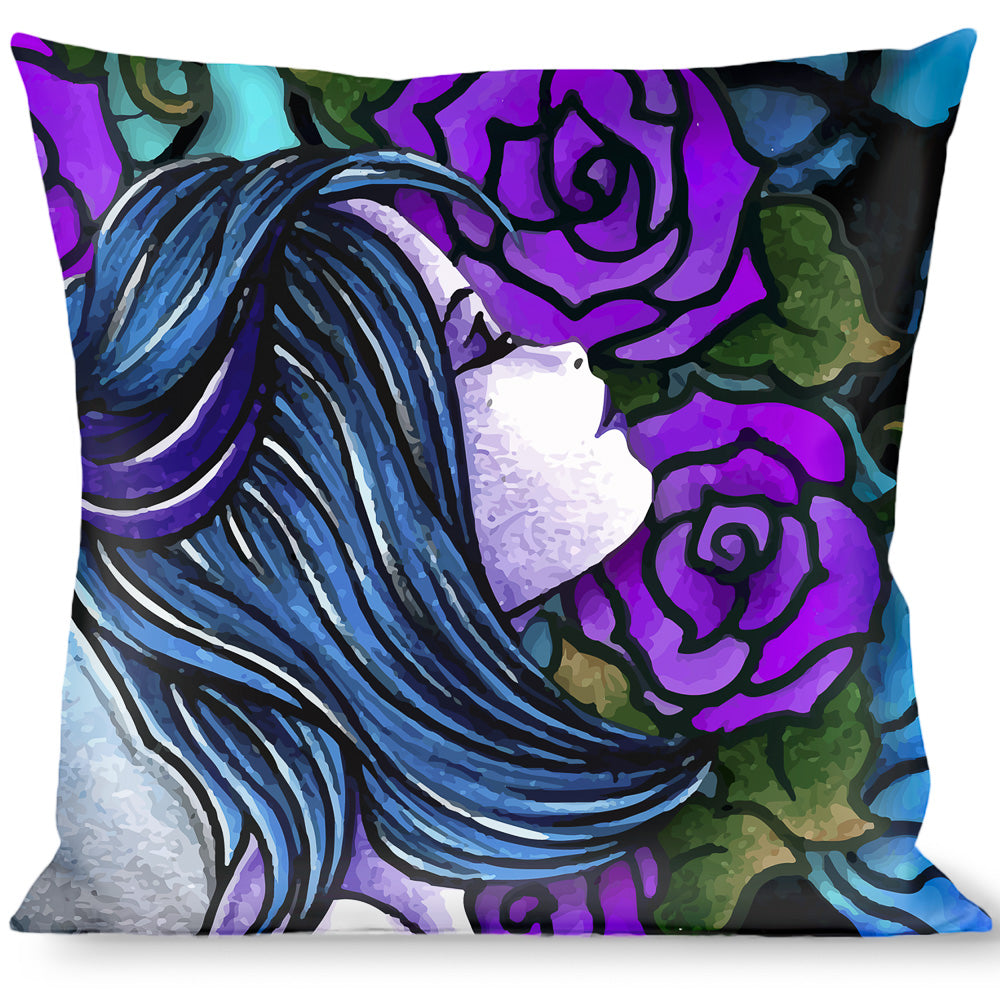 Buckle-Down Throw Pillow - TJ-Fairy Blue Hair Throw Pillows Tattoo Johnny
