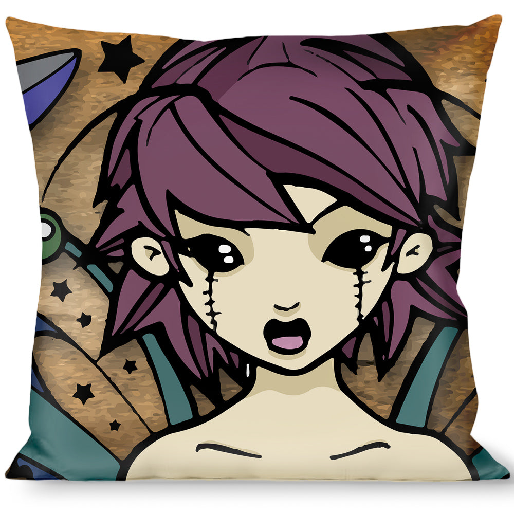 Buckle-Down Throw Pillow - TJ-Fairy Gothic Throw Pillows Tattoo Johnny