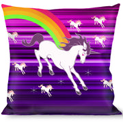Buckle-Down Throw Pillow - Unicorns/Rainbows w/Stripes Purple Throw Pillows Buckle-Down   