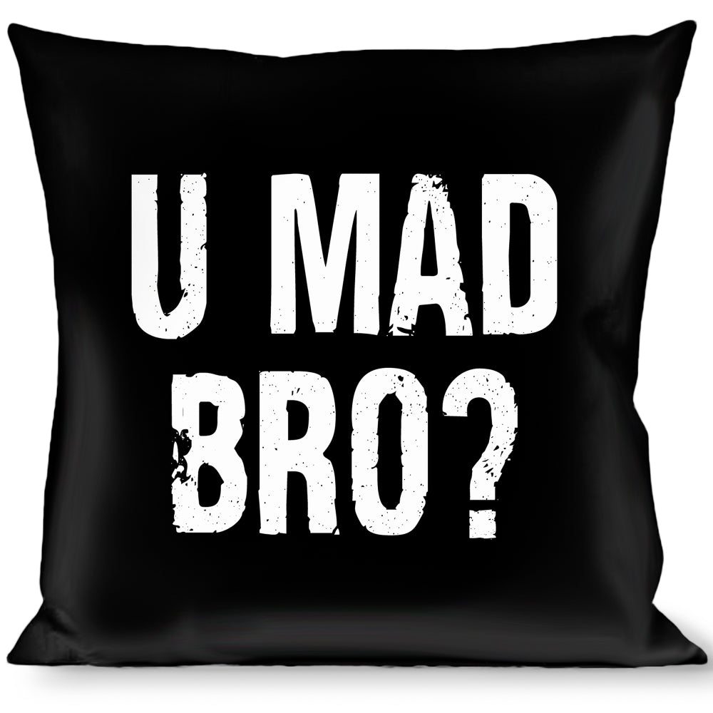 Buckle-Down Throw Pillow - U MAD BRO? Weathered Black/White Throw Pillows Buckle-Down   
