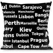 Buckle-Down Throw Pillow - Verbiage Destination Cities Black/White Throw Pillows Buckle-Down   