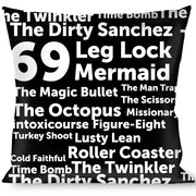 Buckle-Down Throw Pillow - Verbiage Sex Positions Black/White Throw Pillows Buckle-Down   