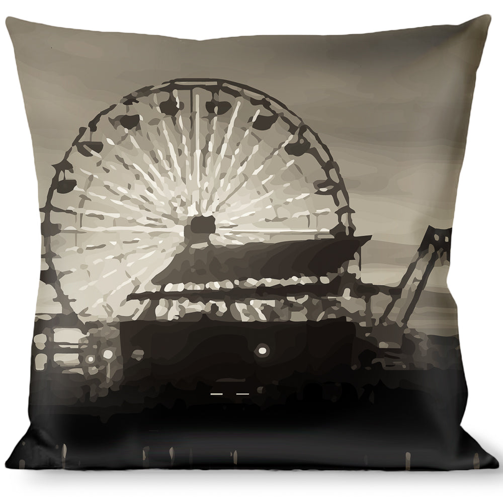 Buckle-Down Throw Pillow - Vivid SANTA MONICA Pier Skyline Grays/White Throw Pillows Buckle-Down   