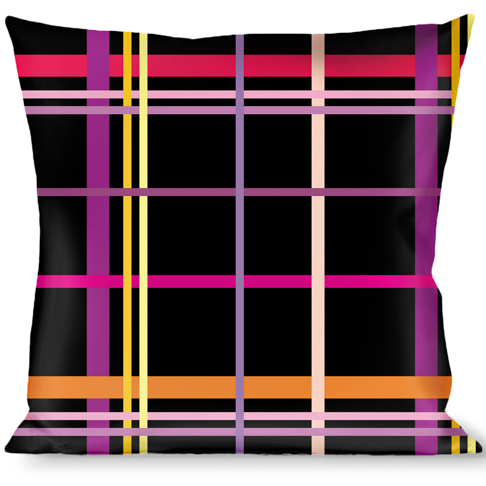 Buckle-Down Throw Pillow - Wire Grid Black/Orange/Purple Throw Pillows Buckle-Down   