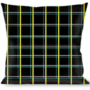 Buckle-Down Throw Pillow - Wire Grid Black/Turquoise/Yellow Throw Pillows Buckle-Down   