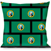 Buckle-Down Throw Pillow - Washington Flags/Black Throw Pillows Buckle-Down   