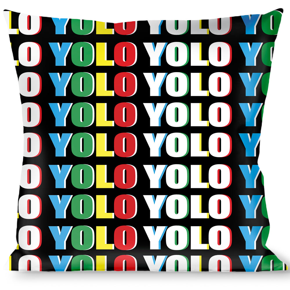 Buckle-Down Throw Pillow - YOLO Black/Multi Color Throw Pillows Buckle-Down   