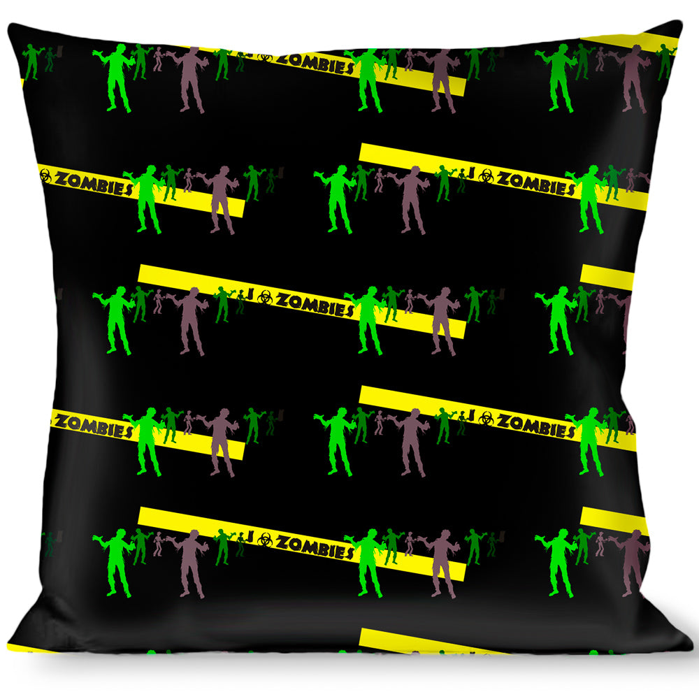 Buckle-Down Throw Pillow - Zombies Biohazard Black/Yellow/Green Throw Pillows Buckle-Down   