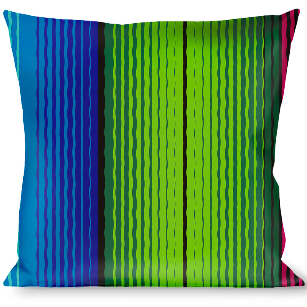 Buckle-Down Throw Pillow - Zarape7 Vertical Pinks/Blues/Greens/Black Throw Pillows Buckle-Down   