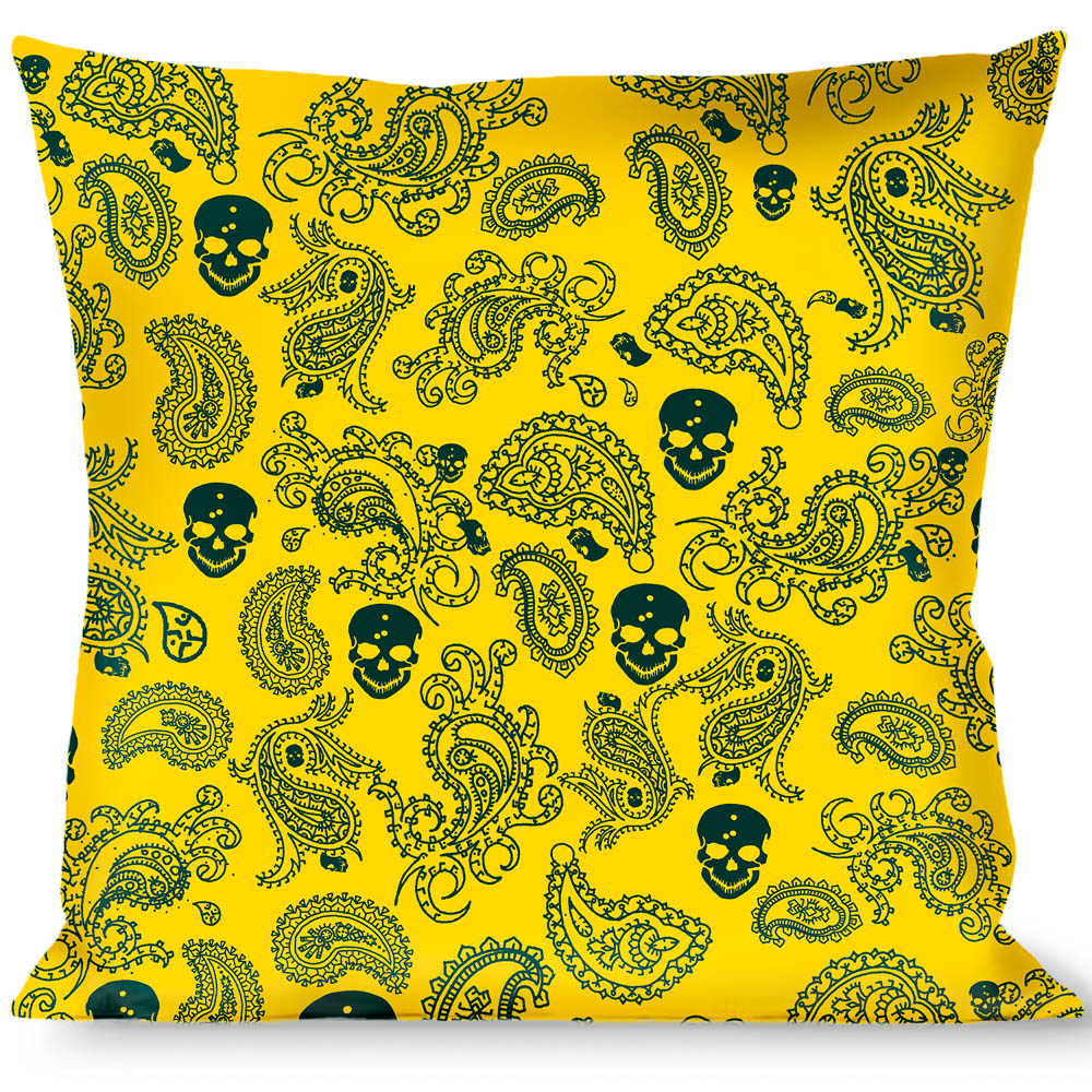 Buckle-Down Throw Pillow - Bandana/Skulls Gold/Green Throw Pillows Buckle-Down   