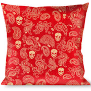 Buckle-Down Throw Pillow - Bandana/Skulls Scarlet Red/Gold Throw Pillows Buckle-Down   