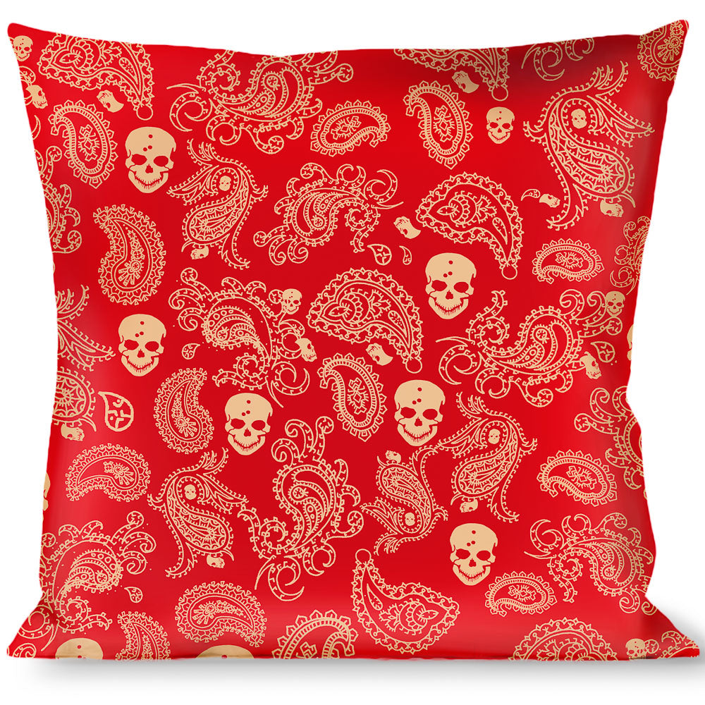 Buckle-Down Throw Pillow - Bandana/Skulls Scarlet Red/Gold Throw Pillows Buckle-Down   
