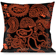 Buckle-Down Throw Pillow - Bandana/Skulls Black/Orange Throw Pillows Buckle-Down   