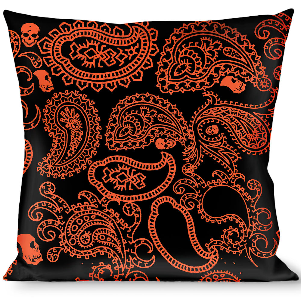 Buckle-Down Throw Pillow - Bandana/Skulls Black/Orange Throw Pillows Buckle-Down   