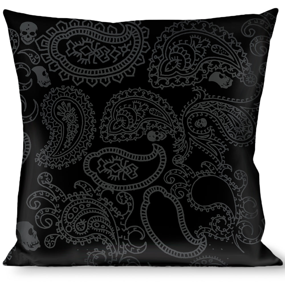 Buckle-Down Throw Pillow - Bandana/Skulls Black/Silver Throw Pillows Buckle-Down   