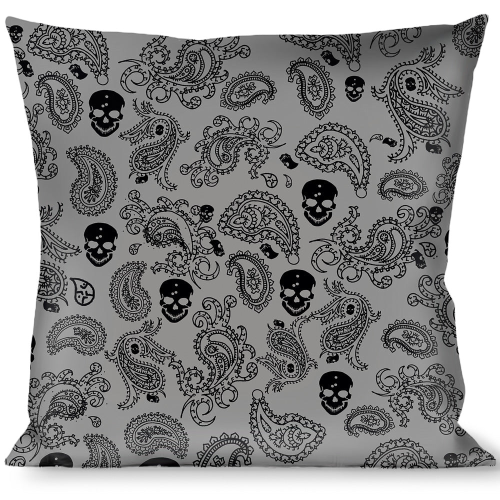 Buckle-Down Throw Pillow - Bandana/Skulls Silver/Black Throw Pillows Buckle-Down   
