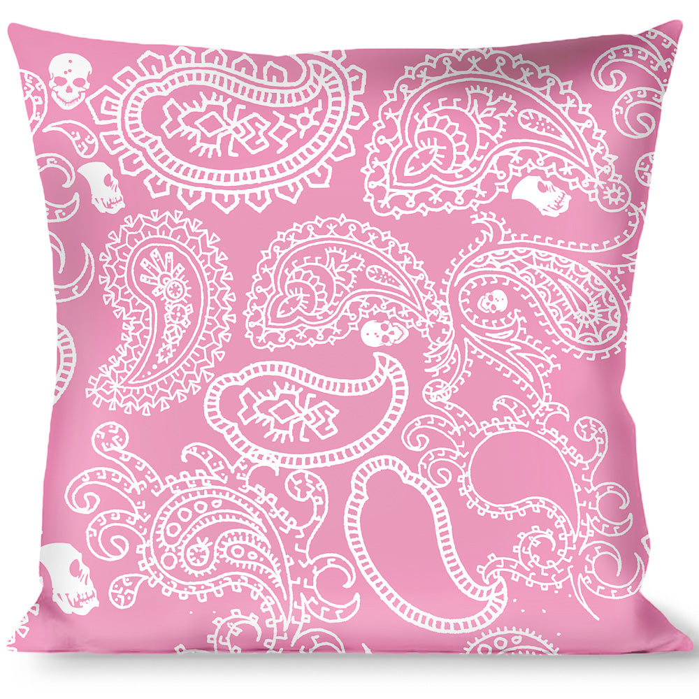 Buckle-Down Throw Pillow - Bandana/Skulls Pink/White Throw Pillows Buckle-Down   