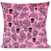 Buckle-Down Throw Pillow - Bandana/Skulls Pink/Black Throw Pillows Buckle-Down   