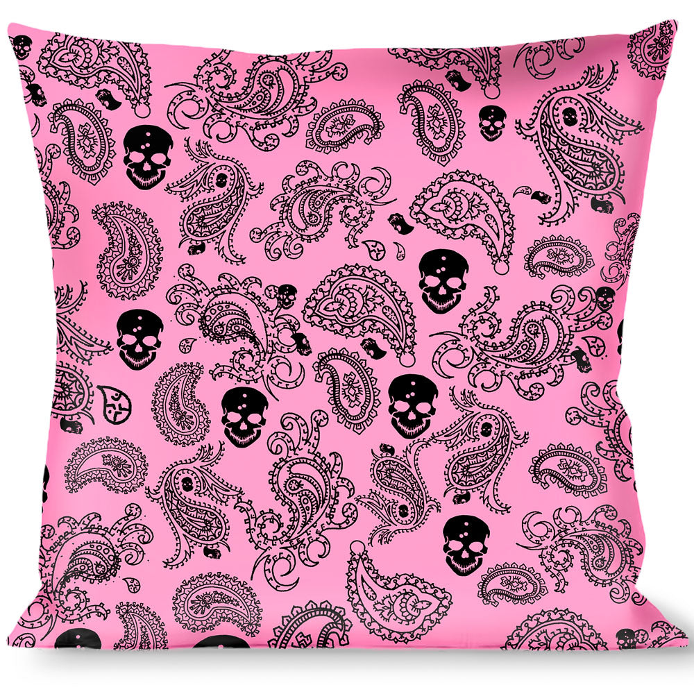 Buckle-Down Throw Pillow - Bandana/Skulls Pink/Black Throw Pillows Buckle-Down   