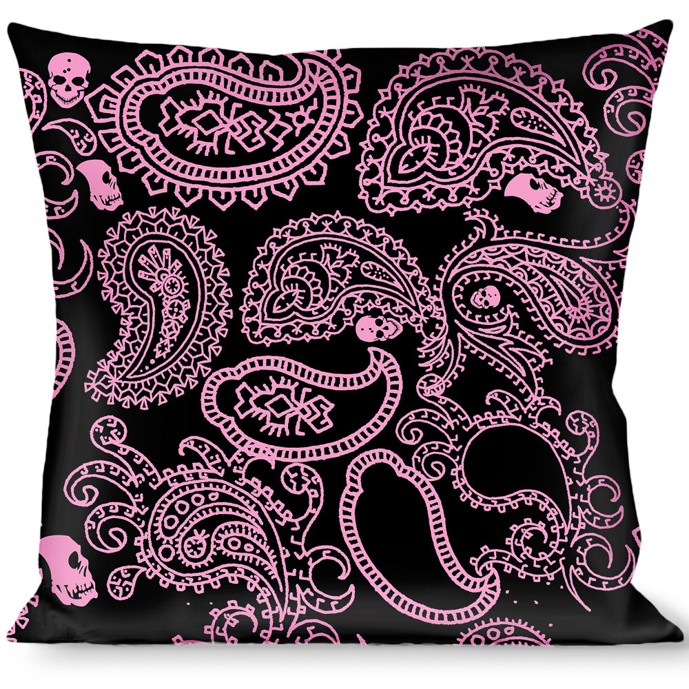 Buckle-Down Throw Pillow - Bandana/Skulls Black/Pink Throw Pillows Buckle-Down   