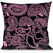 Buckle-Down Throw Pillow - Bandana/Skulls Black/Pink Throw Pillows Buckle-Down   