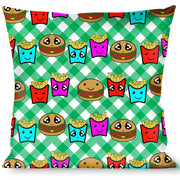 Buckle-Down Throw Pillow - Burger & Fries Cartoon Straight Green Tablecloth Throw Pillows Buckle-Down   