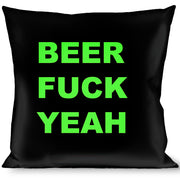 Buckle-Down Throw Pillow - BEER FUCK YEAH Black/Neon Green Throw Pillows Buckle-Down   