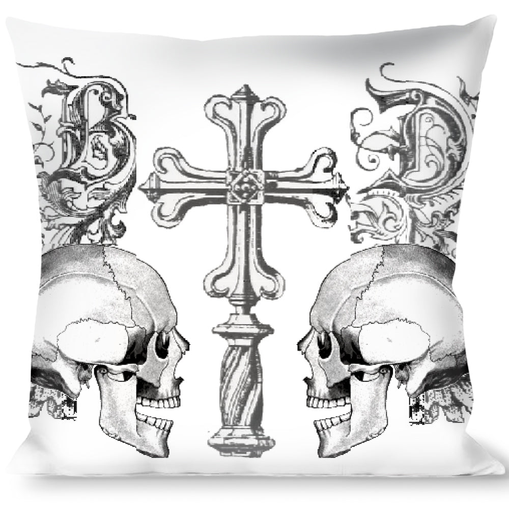 Buckle-Down Throw Pillow - BD Skulls w/Wings Black/Green Throw Pillows Buckle-Down   