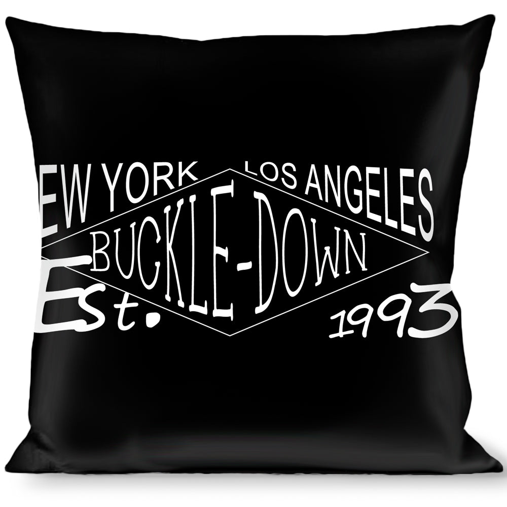 Buckle-Down Throw Pillow - BD AUTHENTIC SEATBELT BELT NY-LA Black/White Throw Pillows Buckle-Down   