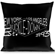 Buckle-Down Throw Pillow - BD AUTHENTIC SEATBELT BELT NY-LA Black/White Throw Pillows Buckle-Down   