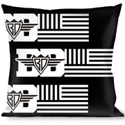 Buckle-Down Throw Pillow - BD Logo/American Stripe Flag White/Black Throw Pillows Buckle-Down   