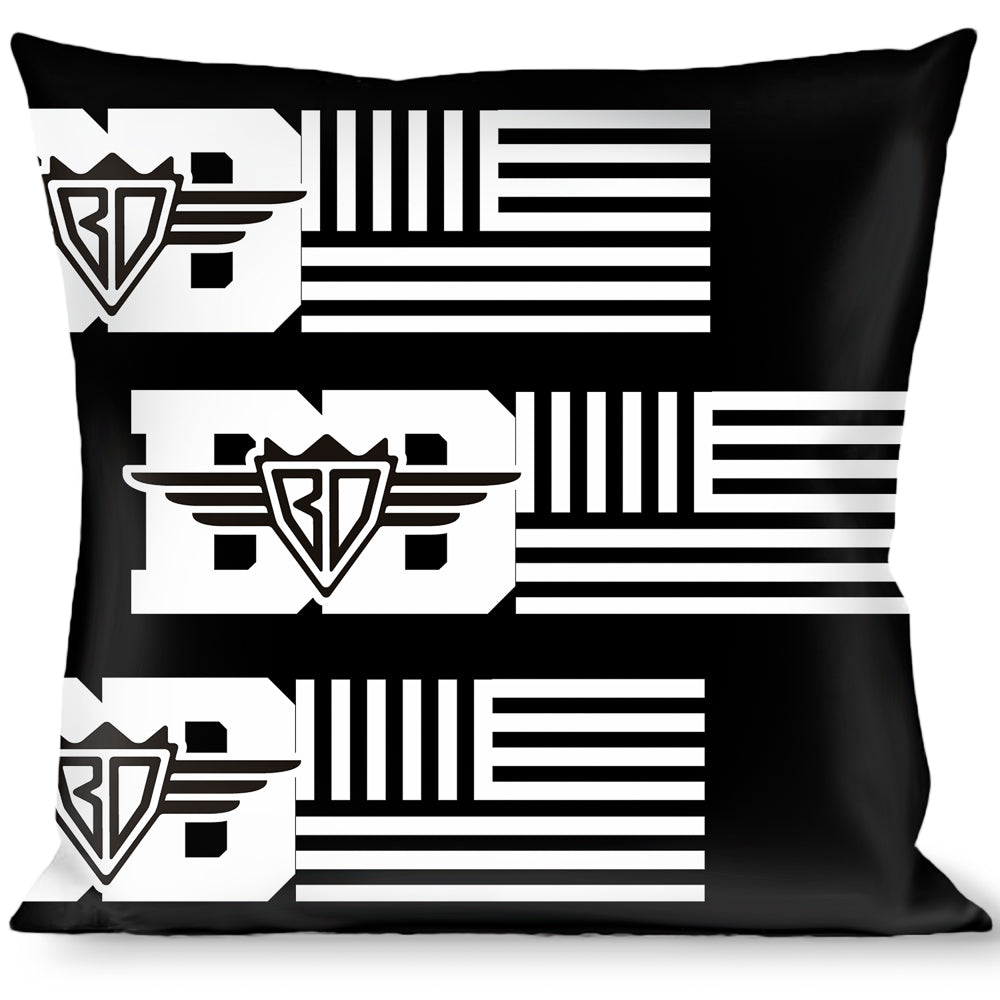 Buckle-Down Throw Pillow - BD Logo/American Stripe Flag White/Black Throw Pillows Buckle-Down   