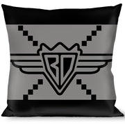 Buckle-Down Throw Pillow - BD Monogram2 Gray/Black Throw Pillows Buckle-Down   