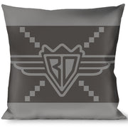 Buckle-Down Throw Pillow - BD Monogram2 Grays Throw Pillows Buckle-Down   