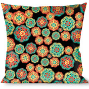 Buckle-Down Throw Pillow - Boho Mandala Black/Yellow/Turquoise/Orange Throw Pillows Buckle-Down   
