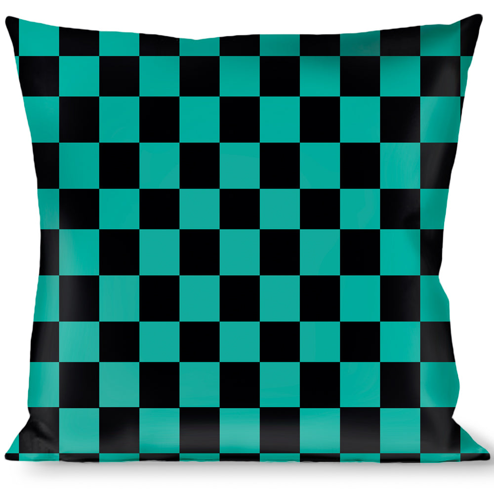 Buckle-Down Throw Pillow - Checker Black/Teal Throw Pillows Buckle-Down   