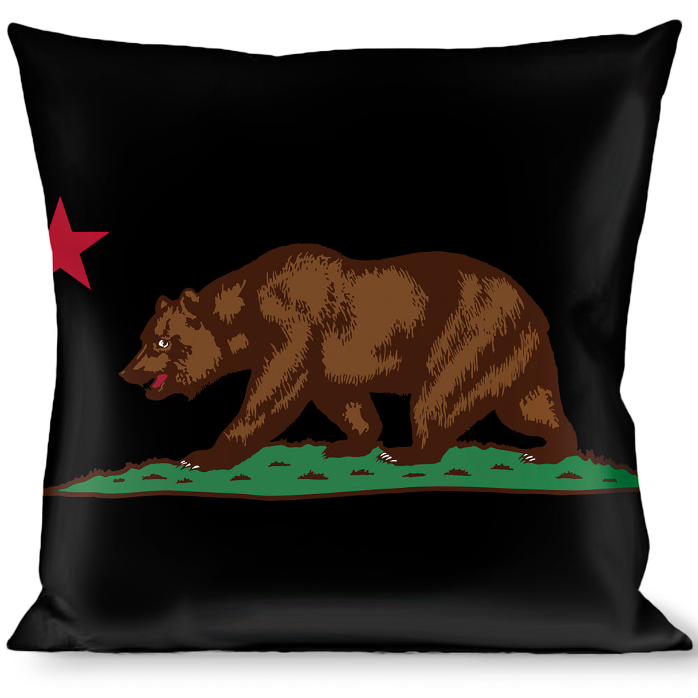 Buckle-Down Throw Pillow - California Flag Bear Black Throw Pillows Buckle-Down   