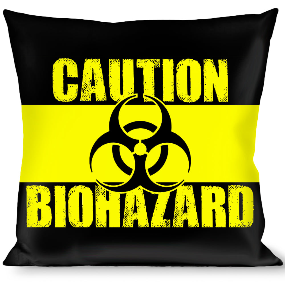 Buckle-Down Throw Pillow - CAUTION BIOHAZARD Black/Yellow Throw Pillows Buckle-Down   
