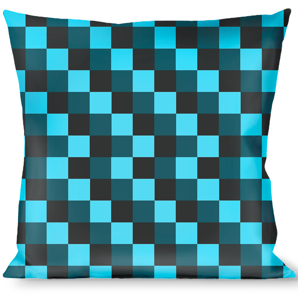 Buckle-Down Throw Pillow - Checker Trio Baby Blue/Black/Turquoise Throw Pillows Buckle-Down   