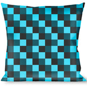 Buckle-Down Throw Pillow - Checker Trio Baby Blue/Black/Turquoise Throw Pillows Buckle-Down   
