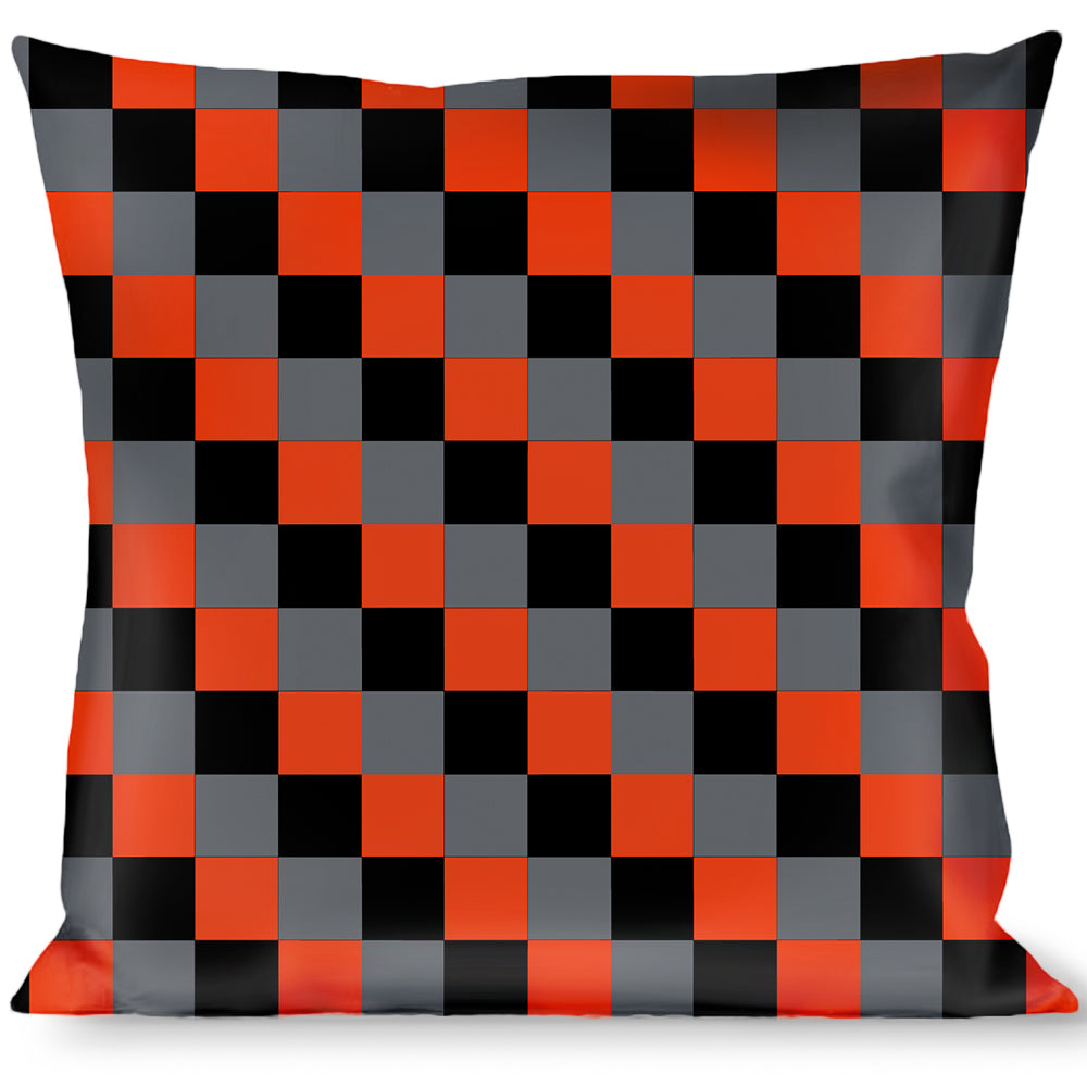 Buckle-Down Throw Pillow - Checker Trio Gray/Black/Red Throw Pillows Buckle-Down   